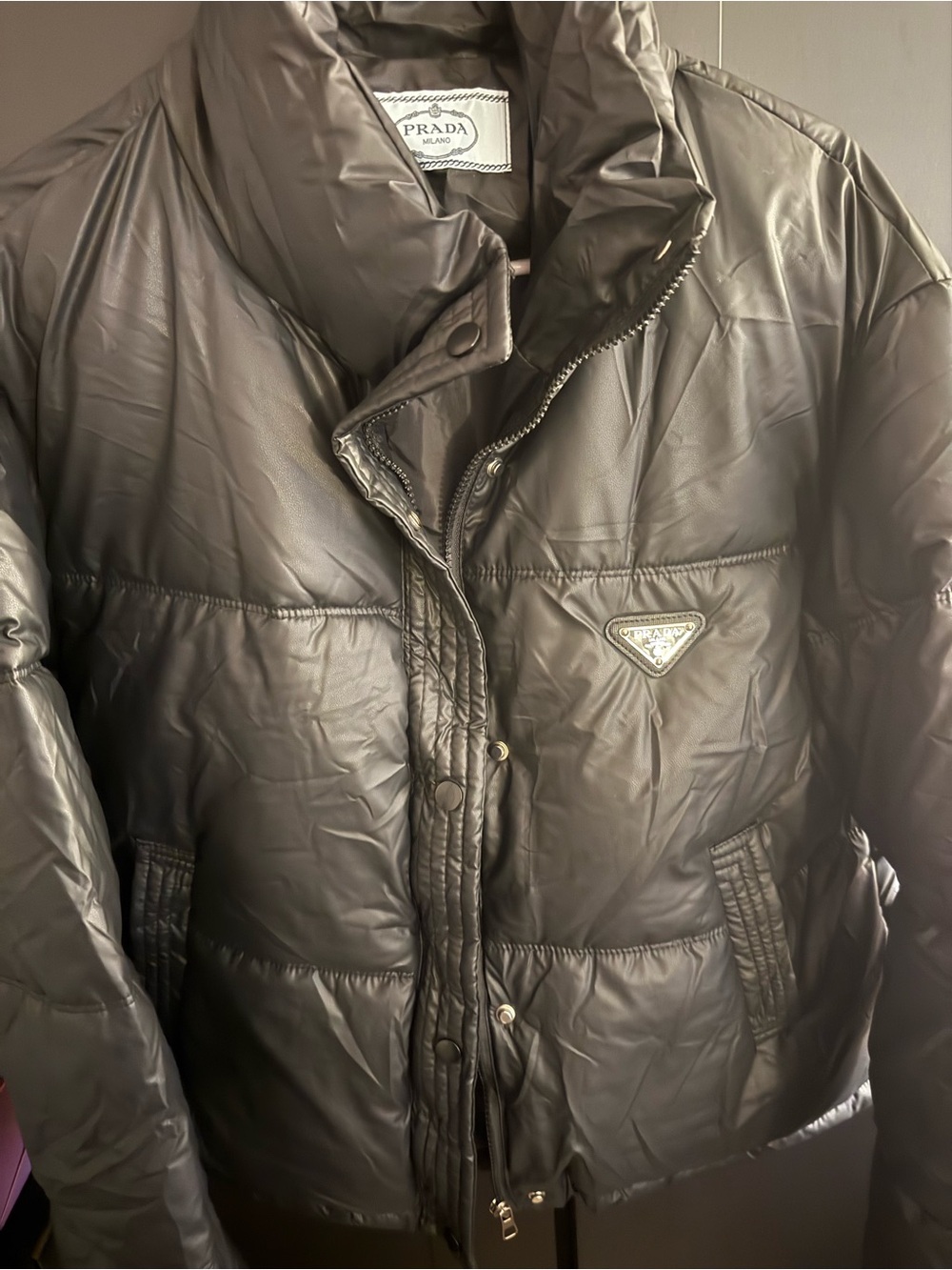 Prada Black Quilted High-Collar Puffer Jacket